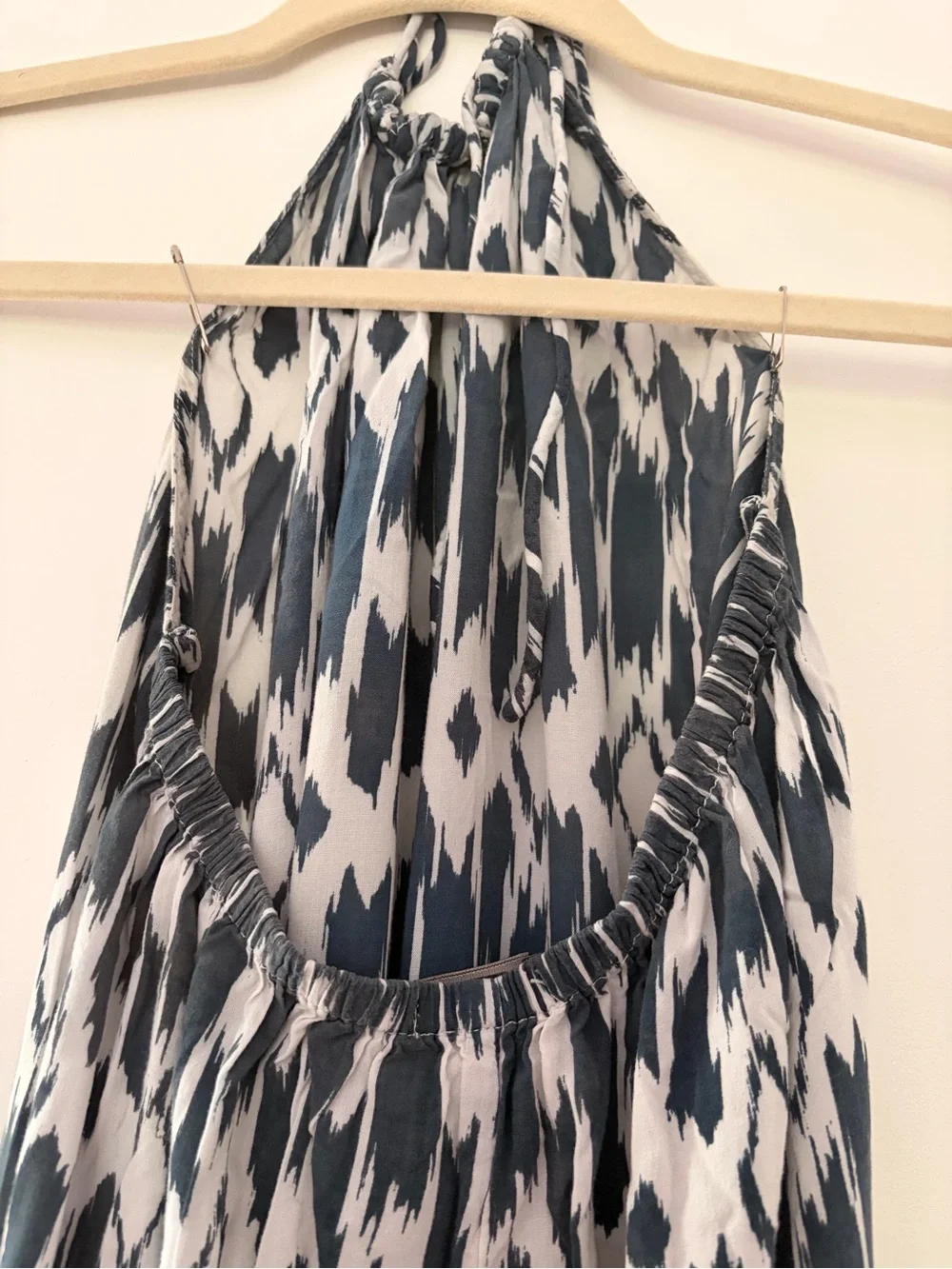 J. Crew Navy and White Ikat Maxi Halter Dress